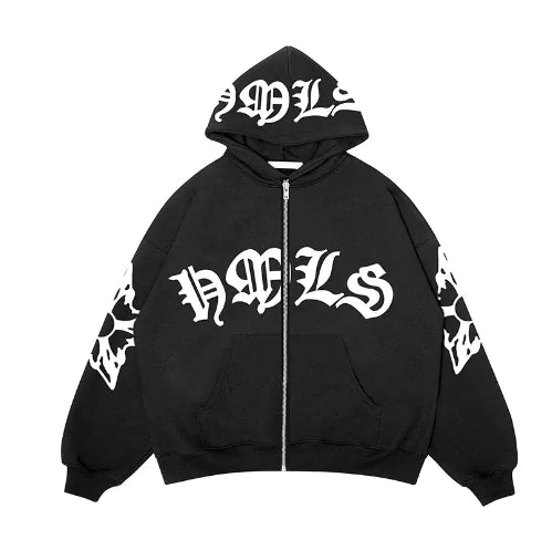 Lettering Zip Up Hoodie