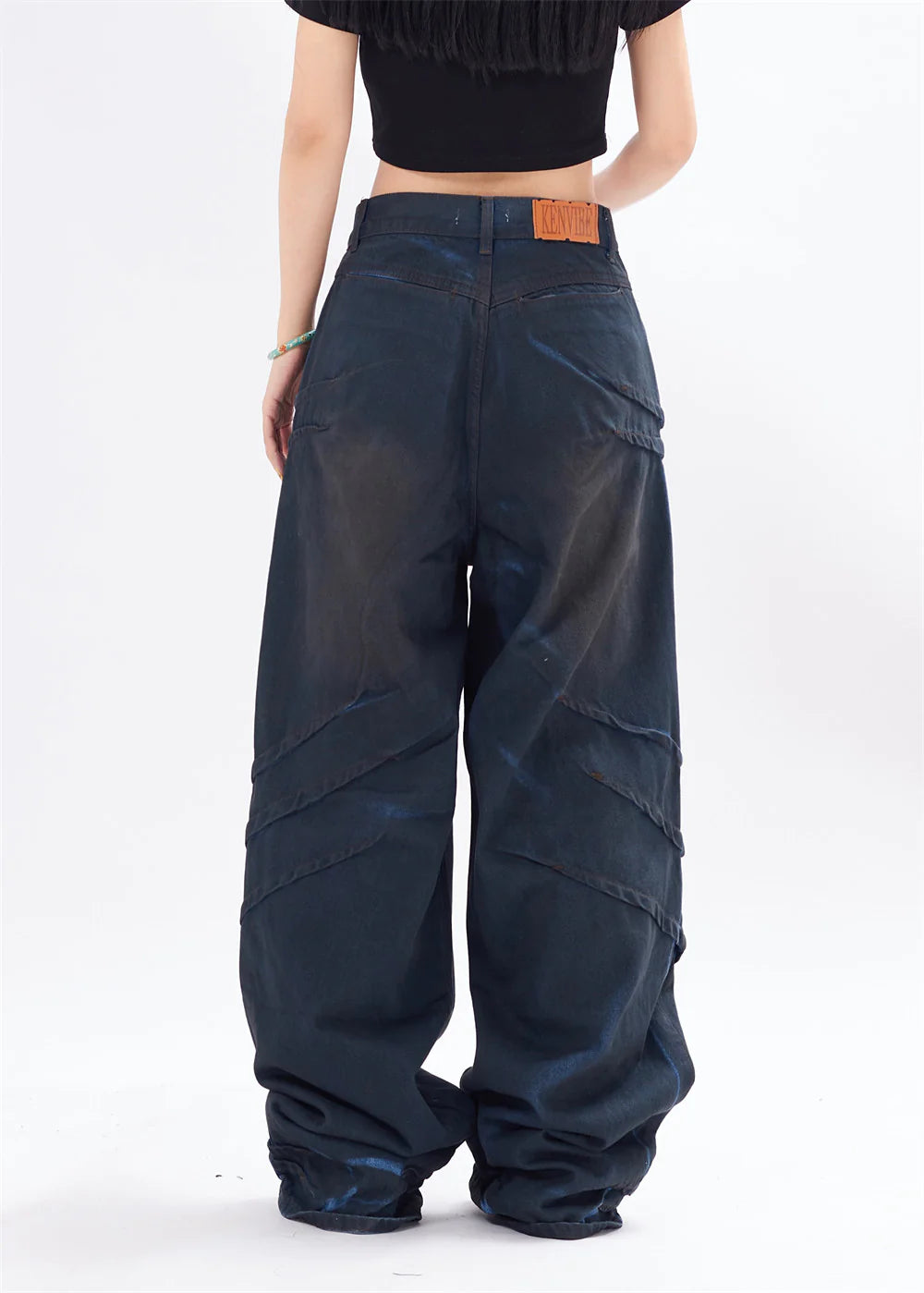 Baggy Distressed Stitch Jeans