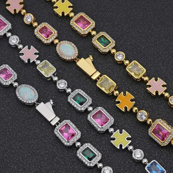 Gold|Titanium Gemstone Bracelet