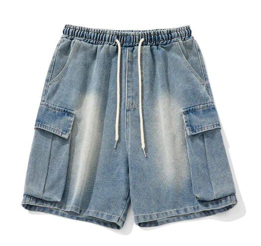Loose Denim Cargo Shorts