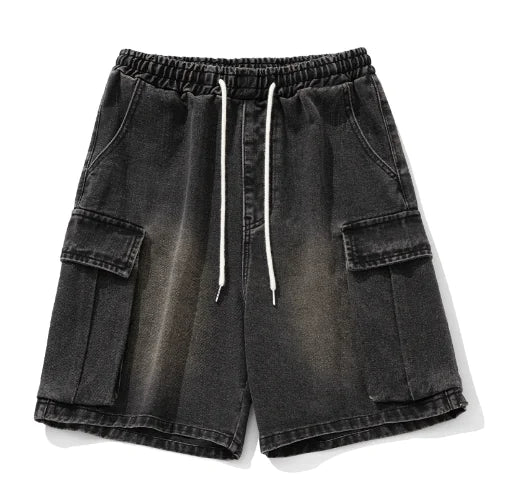 Loose Denim Cargo Shorts