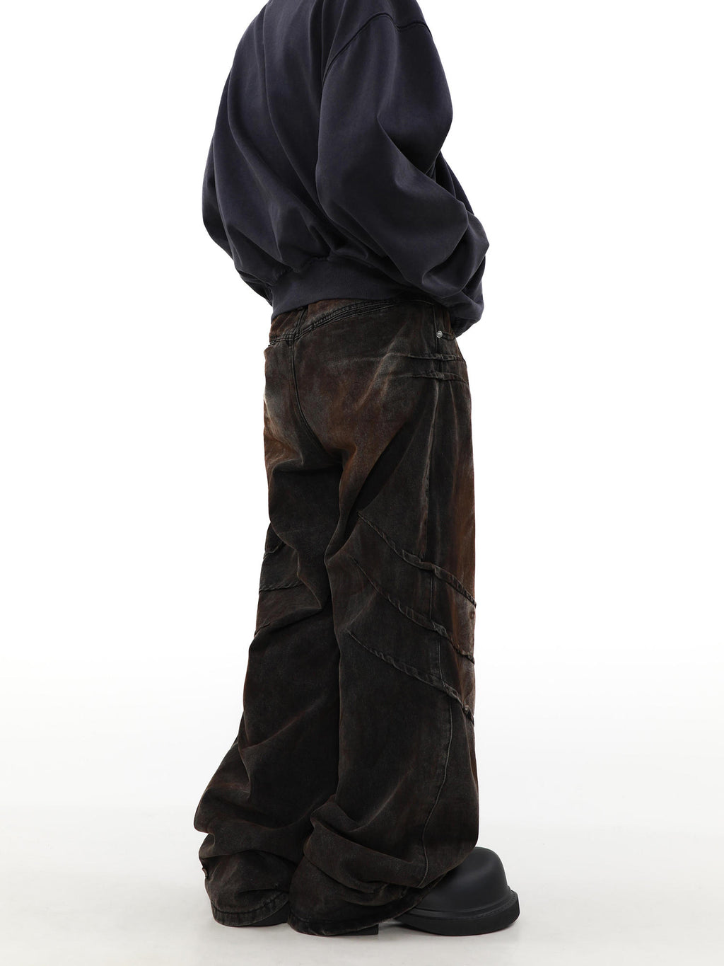 Distressed Seam Baggy Jeans