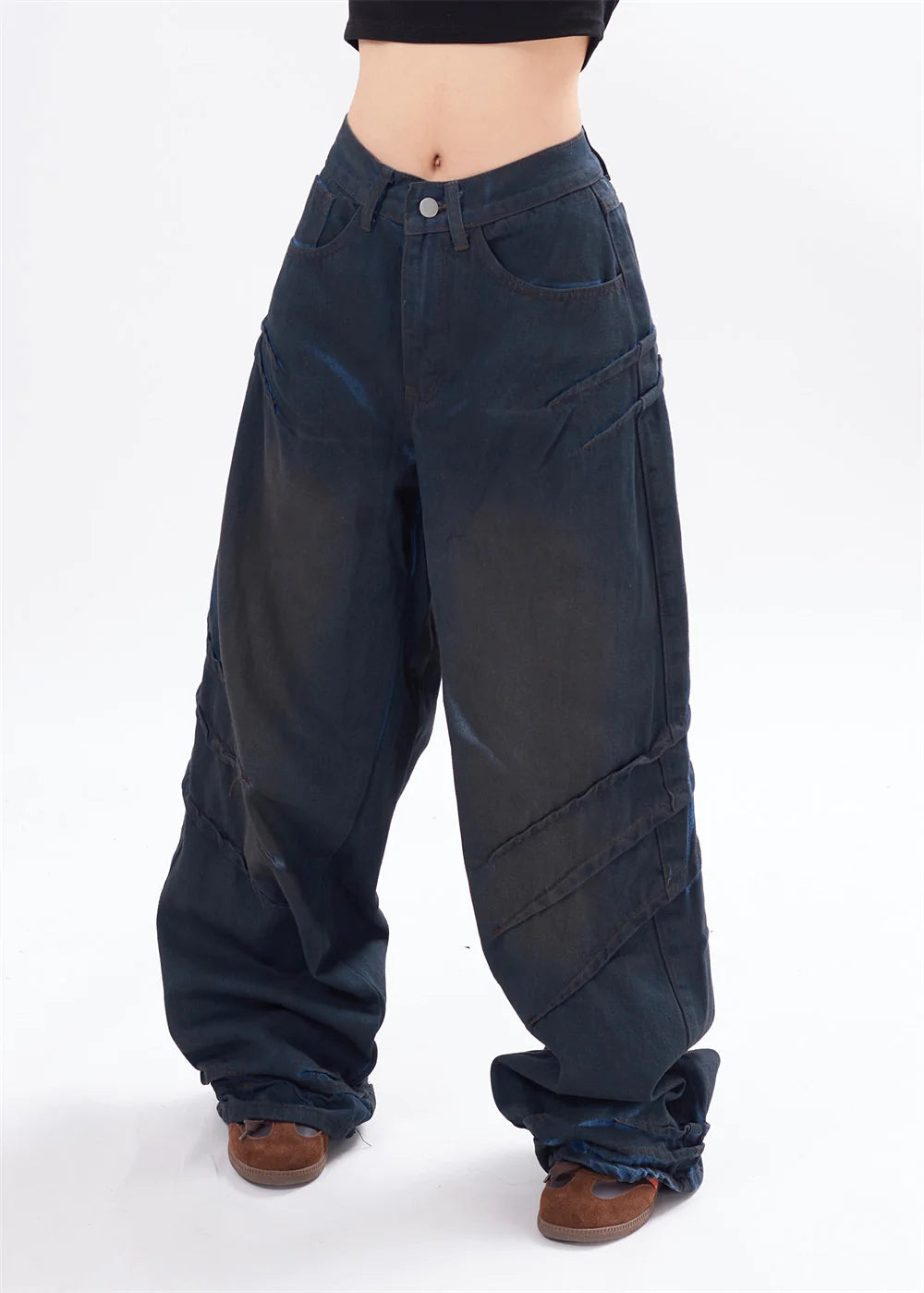 Baggy Distressed Stitch Jeans
